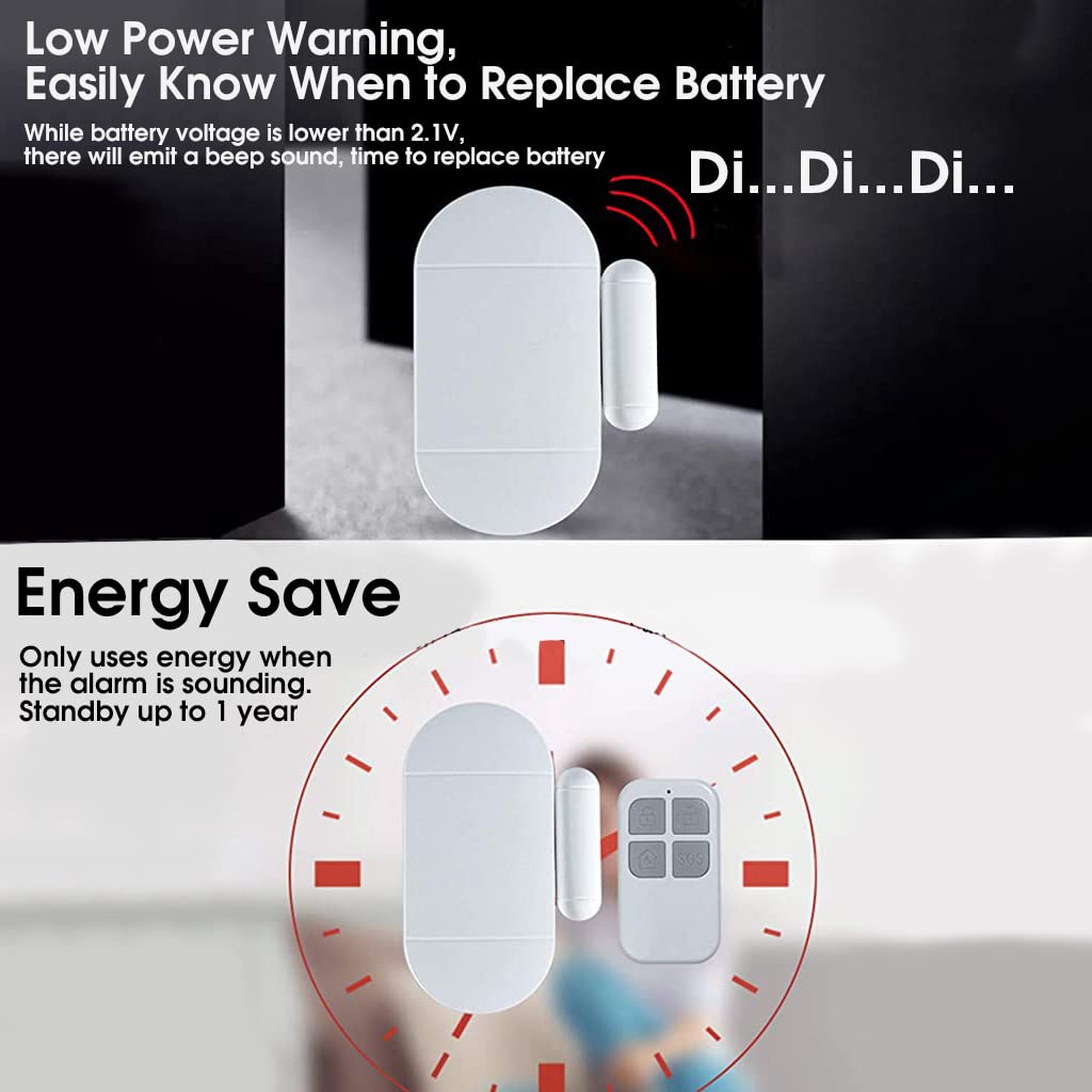 HASTHIP Home Security Window & Door Alarm Bell Sensor Door Window Burglar Alarm 130db,Burglar Alert Sensor with Remote Control,3 Alarm Sounds,Nail Free Installation Home Security System HASTHIP Home Security Window & Door Alarm Bell Sensor Door Window Burglar Alarm 130db,Burglar Alert Sensor with Remote Control,3 Alarm Sounds,Nail Free Installation Home Security System